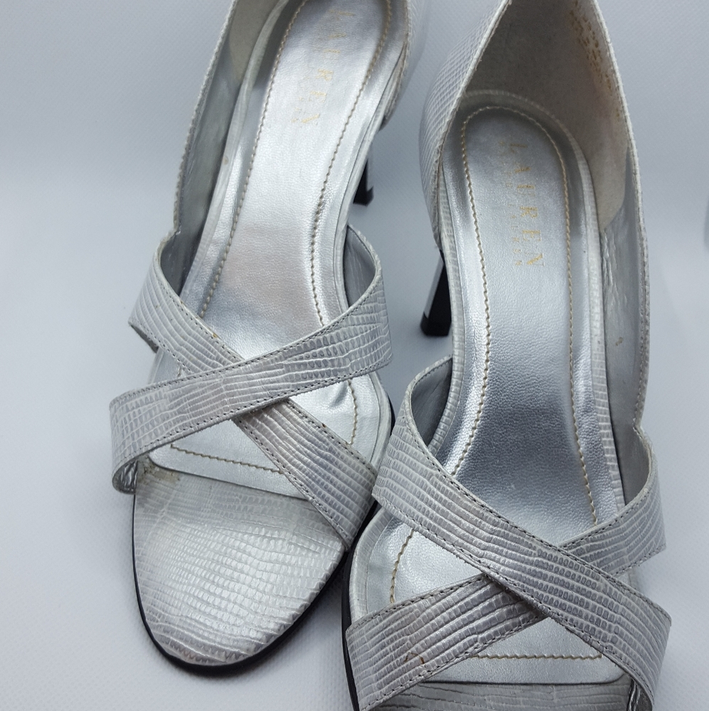 Ralph Lauren, Silver heels, Sz8 - Picture 4 of 6